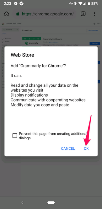 Installieren einer Chrome-Erweiterung im Kiwi-Browser