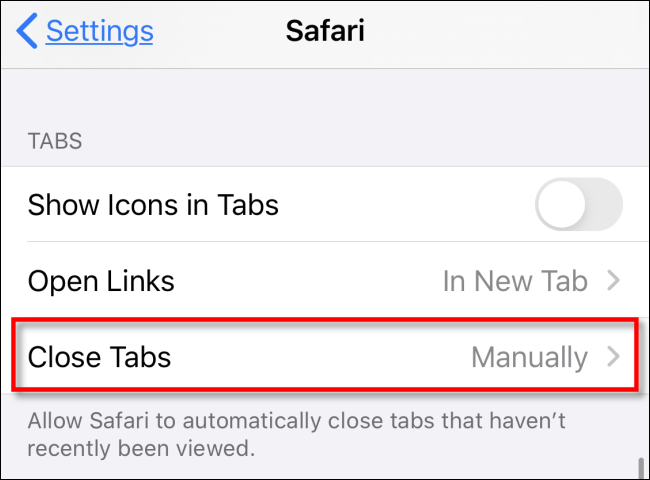 Tippen Sie in den Safari-Einstellungen auf dem iPhone auf Registerkarten schließen