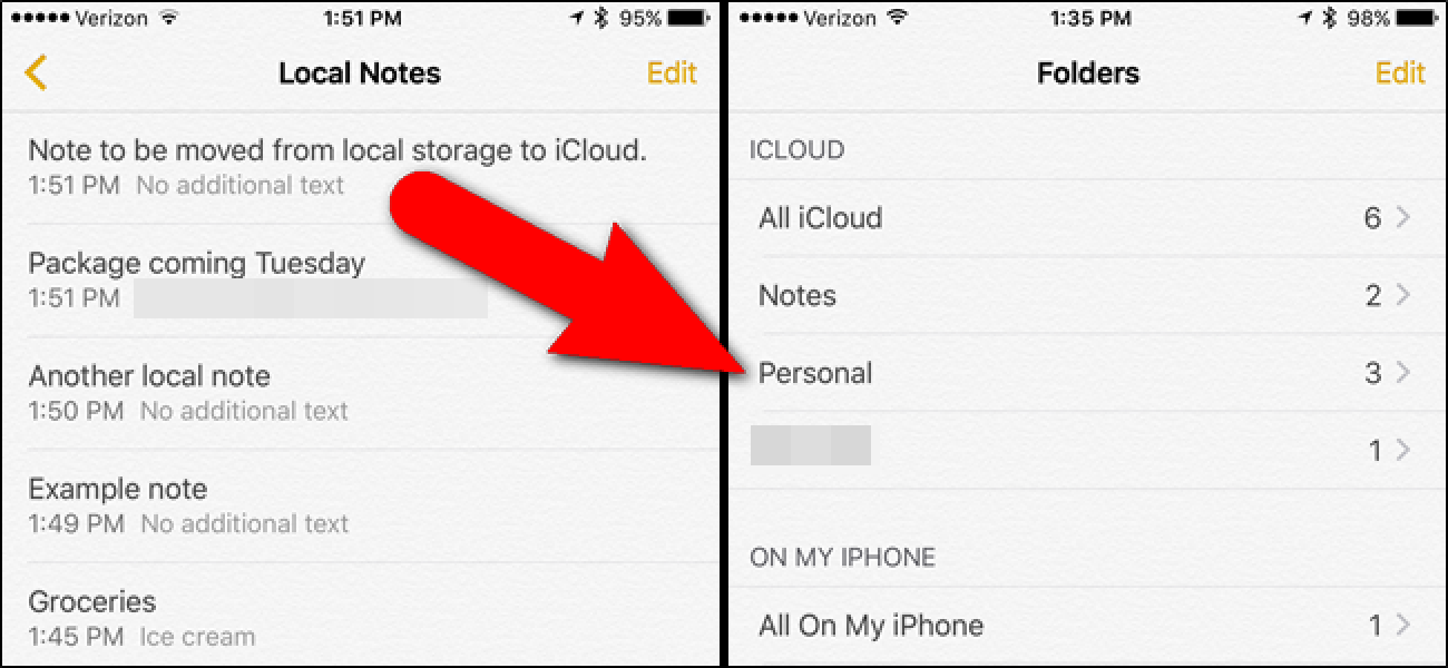 So verschieben Sie Notizen von „Auf meinem iPhone“ nach iCloud
