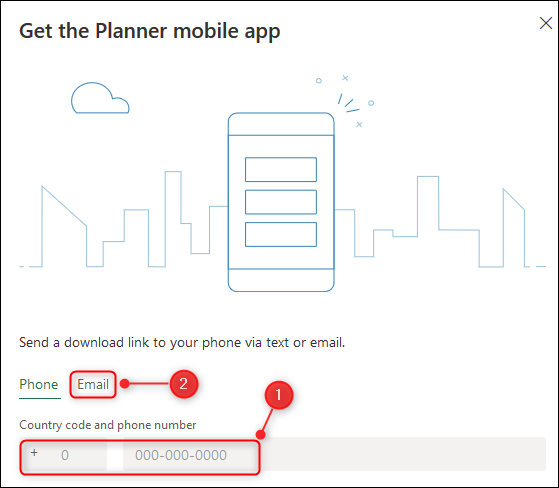 Das "Holen Sie sich die Planner Mobile App" Panel.