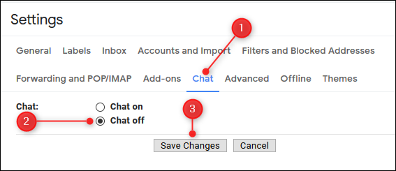 Klicken oder tippen Sie auf "Plaudern," wähle aus"Chat aus" Option, und klicken oder tippen Sie dann auf "Änderungen speichern."