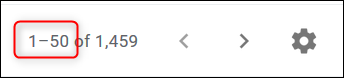 Die Google Mail-App zeigt an, dass sie angezeigt wird "1-50 von 1.459" E-Mails.
