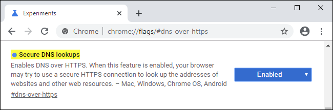 Aktivieren sicherer DNS-Suchvorgänge über ein Google Chrome-Flag.