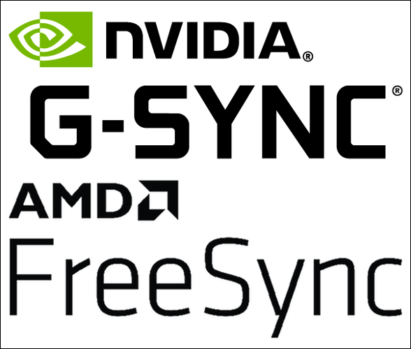 Die NVIDIA G-Sync- und AMD FreeSync-Logos.
