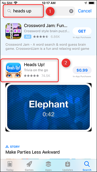 Suchen Sie nach der App, die Sie geben möchten.