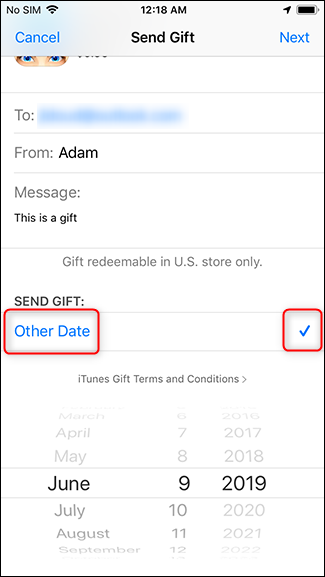 Ändern Sie das Datum, an dem das Geschenk geliefert wird