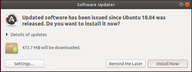 Software Updater-Anwendung unter Ubuntu 18.04