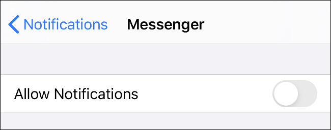 Das "Benachrichtigungen" Option für Messenger unter iOS.