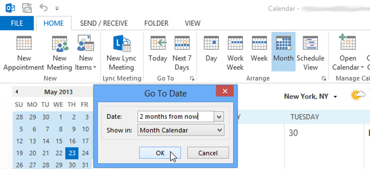 So springen Sie schnell zu einem Datum in Outlook 2013