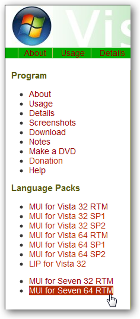 Ändern Sie die Sprache der Benutzeroberfläche in Vista oder Windows 7