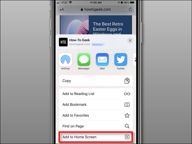 Tippen Sie in Safari auf dem iPhone auf Zum Startbildschirm hinzufügen