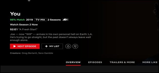 Netflix Play Episode-Bildschirm