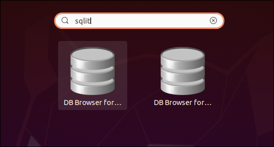 Zwei DB-Browser für SQLite-Symbole in den Suchergebnissen.