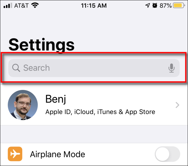 Suchen in den Einstellungen unter iOS und iPadOS
