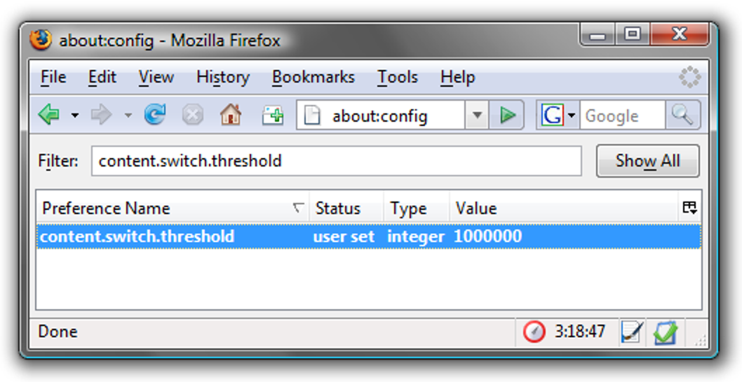 Optimieren Sie die Konfigurationseinstellung "Reaktionsfähigkeit" von Firefox