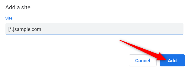 Geben Sie die URL der Website ein, die Sie blockieren möchten, und klicken Sie dann auf Hinzufügen