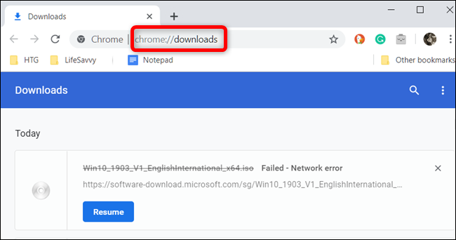 Geben Sie chrome: // downloads in die Omnibox ein und drücken Sie die Eingabetaste.