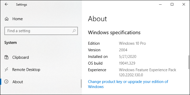Windows 10-Einstellungen> System> Info-Bildschirm.“ width=“650″ height=“325″ onload=“pagespeed.lazyLoadImages.loadIfVisibleAndMaybeBeacon(this);“ onerror=“this.onerror=null;pagespeed.lazyLoadImages.loadIfVisibleAndMaybeBeacon(this);“/></p>
<h2 role=
