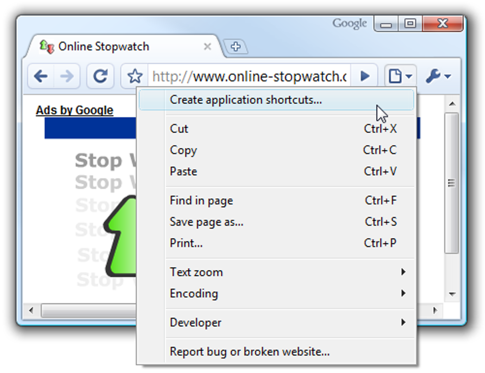 Verwenden der Online-Stoppuhr als Desktop-Anwendung