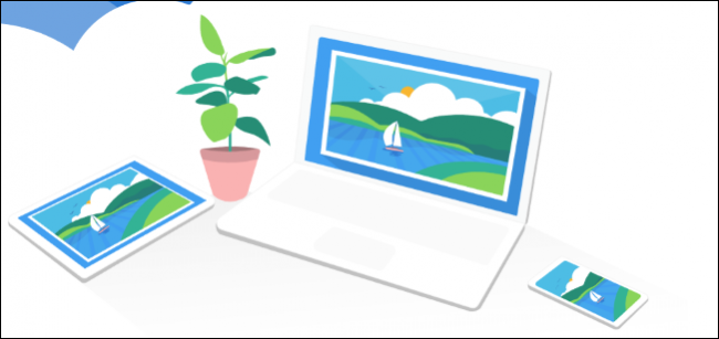 OneDrive-Konzeptgrafiken, die auf Laptop, Tablet und Smartphone ausgeführt werden