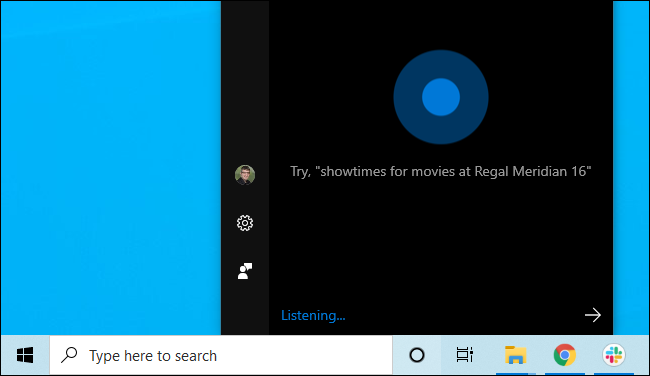 Cortana in der Taskleiste von Windows 10.