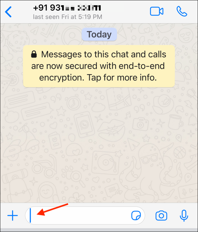 Geben Sie Text ein und senden Sie ihn an den WhatsApp-Chat
