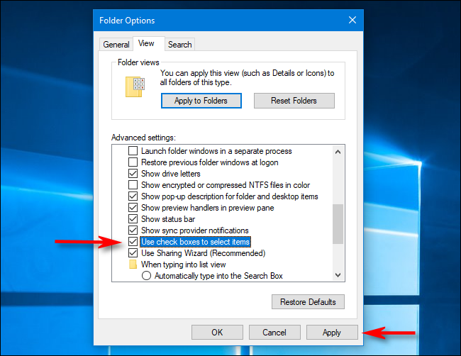 Deaktivieren Sie die Dateikontrollkästchen in den Ordneroptionen unter Windows 10