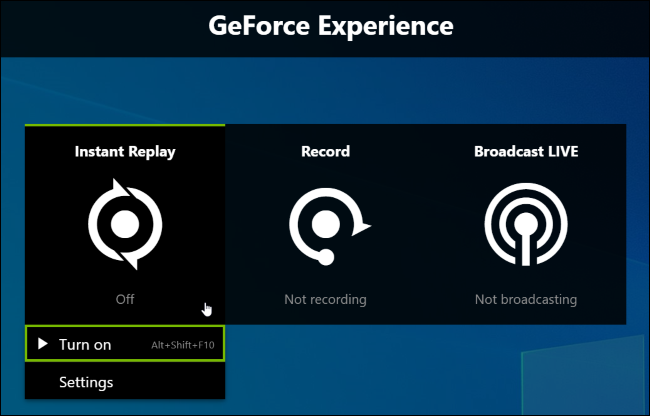 Aktivieren der Instant Replay-Hintergrundaufzeichnung von NVIDIA