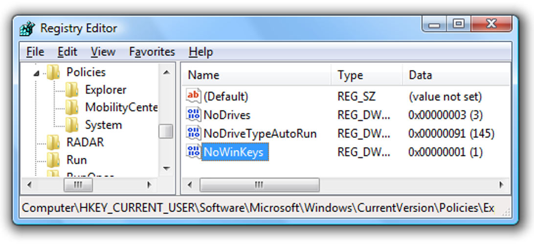 Deaktivieren Sie die Win+X-Tastenkombinationen unter Windows 7 oder Vista