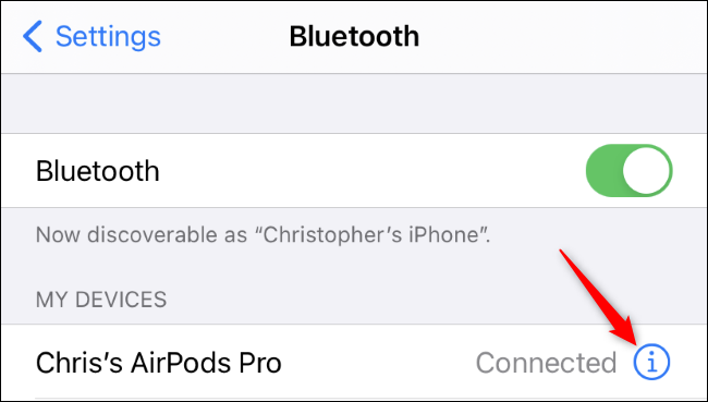 Zugriff auf AirPods-Einstellungen auf einem iPhone.