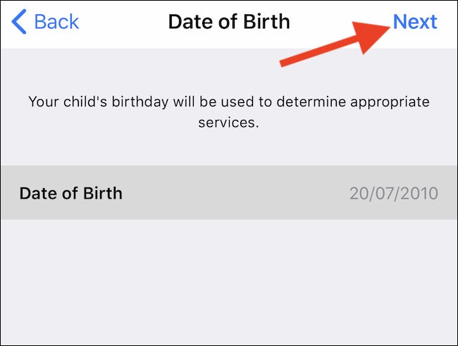 Geburtsdatum eingeben.  Tippen Sie auf Weiter