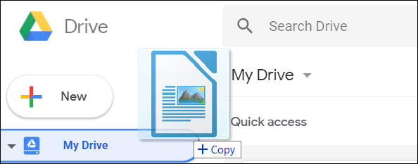 Ziehen Sie eine Datei per Drag & Drop von Ihrem Computer, um sie auf Google Drive hochzuladen