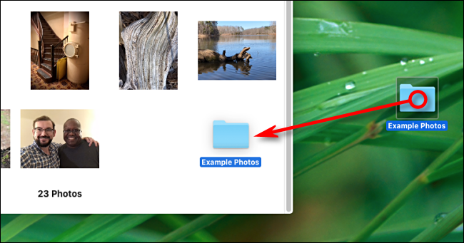 Ziehen Sie einen Ordner in das Fenster der Fotos-App, um ihn auf dem Mac zu importieren
