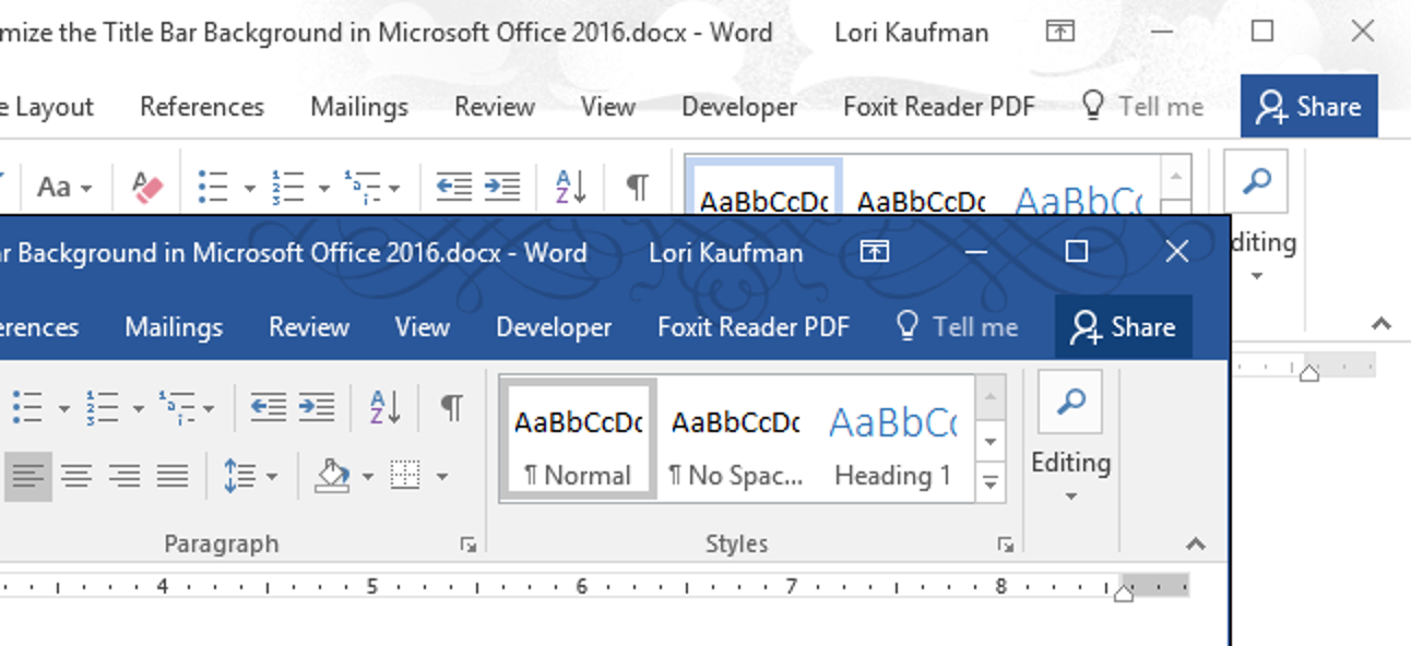 So passen Sie das Titelleistendesign in Microsoft Office 2016 an