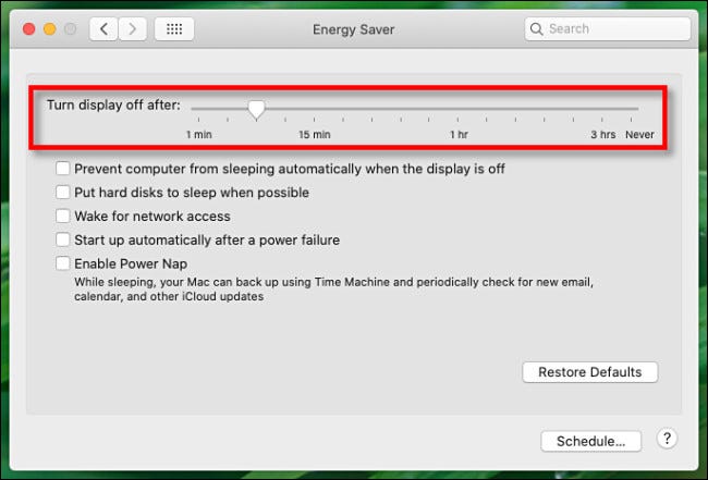 Bildschirm-Schieberegler „Mac Energy Saver“