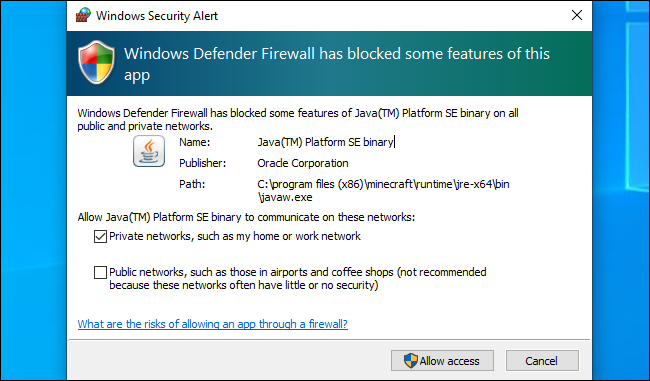 Windows Defender-Sicherheitswarnung unter Windows 10.
