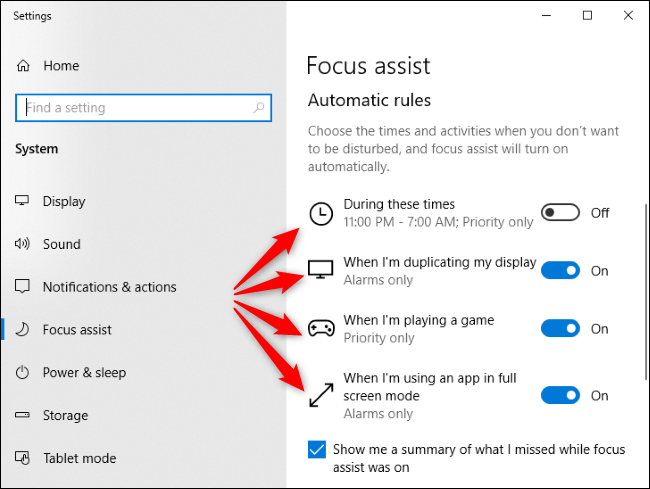 Automatische Regeln von Focus Assist in Windows 10
