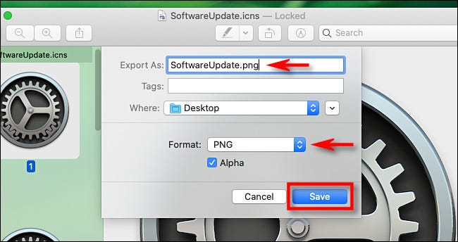 Geben Sie beim Exportieren aus der Vorschau den Dateinamen ein und klicken Sie auf "Speichern."