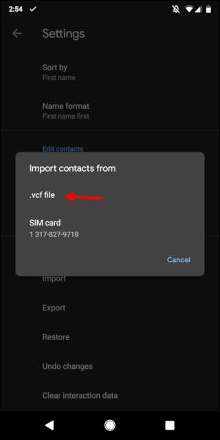Importieren einer VCF-Datei in Android-Kontakte