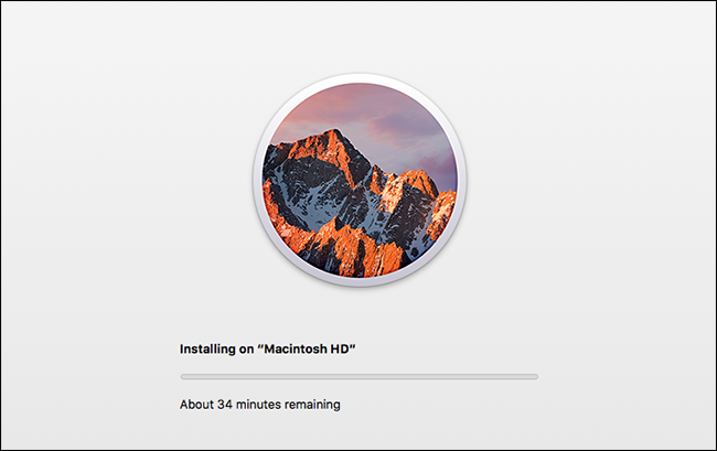 Ein Fortschrittsbalken, der den macOS-Installationsprozess anzeigt.